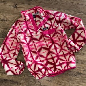 Pink and White Patterned Fleece Pullover sz Small